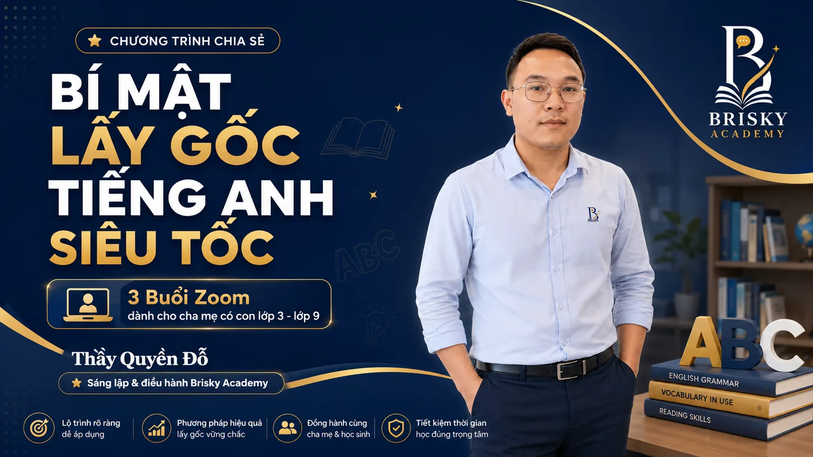 Poster chương trình Bí mật lấy gốc tiếng Anh siêu tốc của Brisky