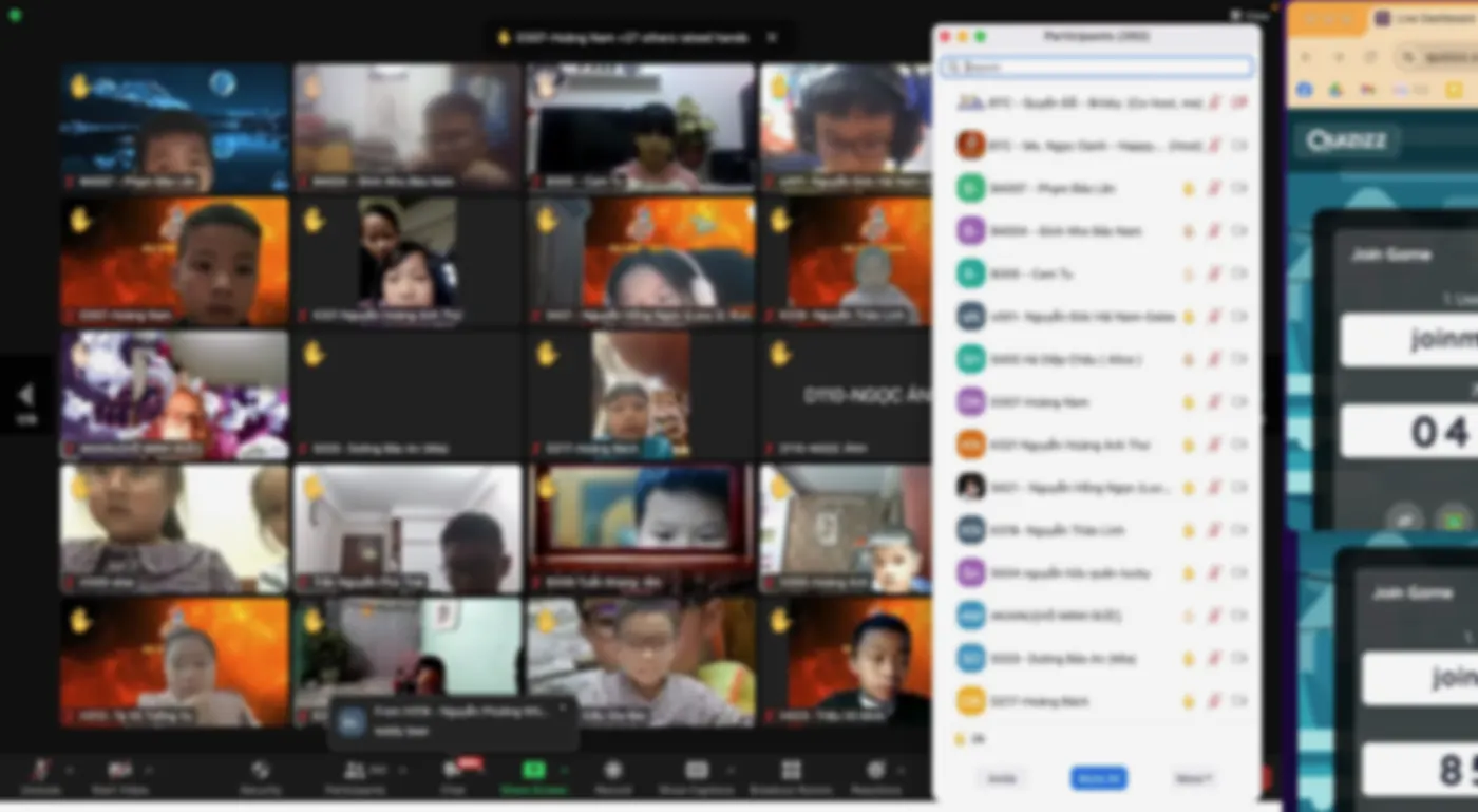 Lớp Zoom Brisky đã xử lý mờ thông tin học sinh